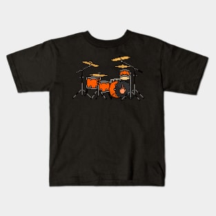 Pixel Orange 1-Up Drums Kids T-Shirt